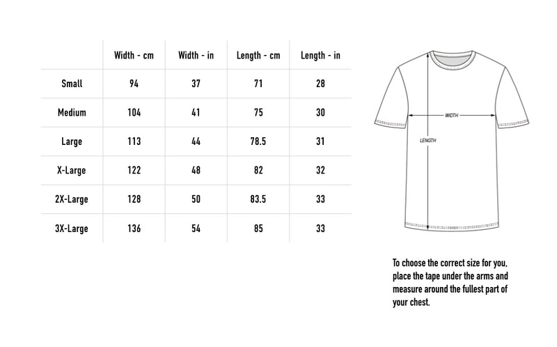 Size chart for Strangeland Explorers Club Tee - Black